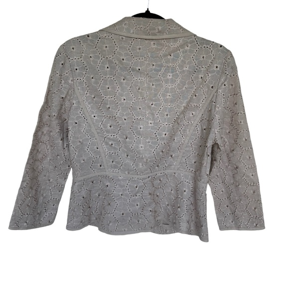 Vintage Georgiou Studio 100% linen eyelet breathable tan button up jacket size 8 - Picture 2 of 6